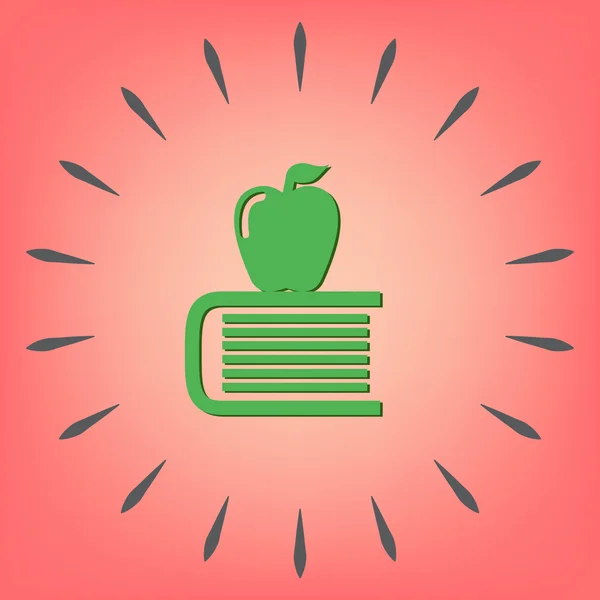 Livre avec icône de pomme. Enseignement signe — Image vectorielle