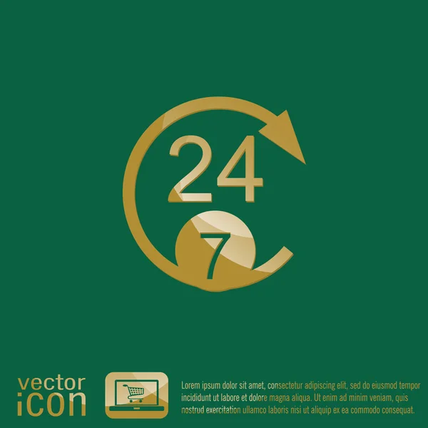 Open 24 uur en 7 dagen pictogram — Stockvector