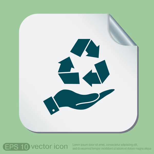 Hand houden recycle symbool — Stockvector