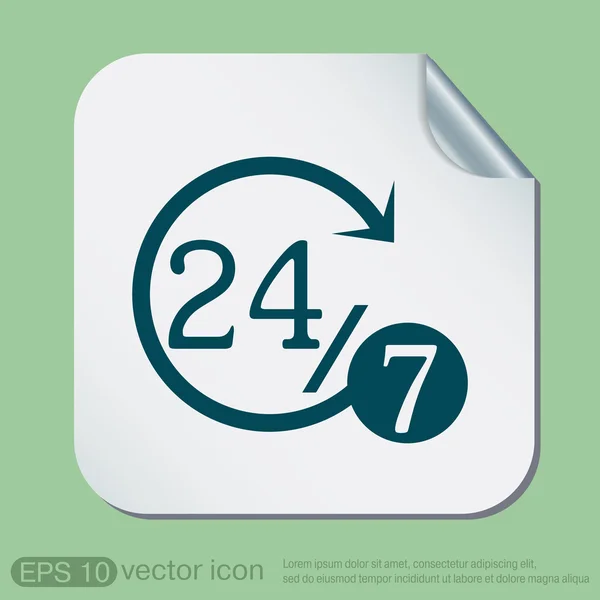 Nyit 24 óra és 7 nap ikon — Stock Vector