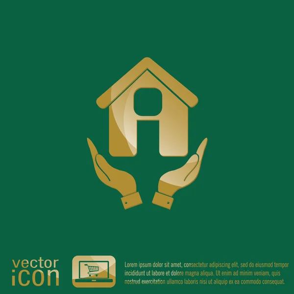 Hand holding  House icon. — Stock Vector