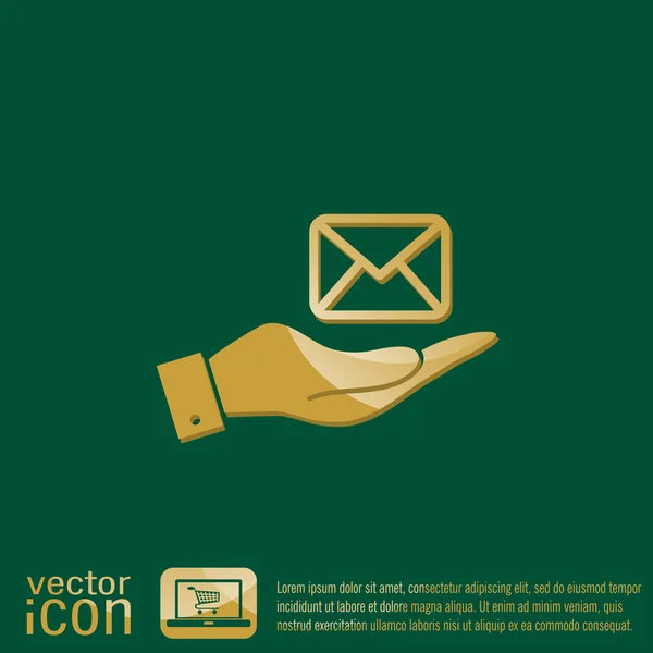 Hand bedrijf postal envelop. — Stockvector