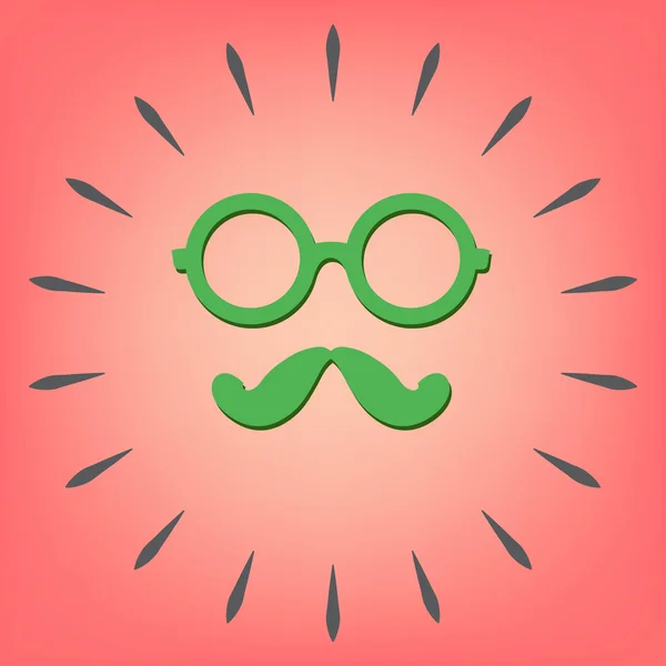 Icono de bigote y gafas — Vector de stock