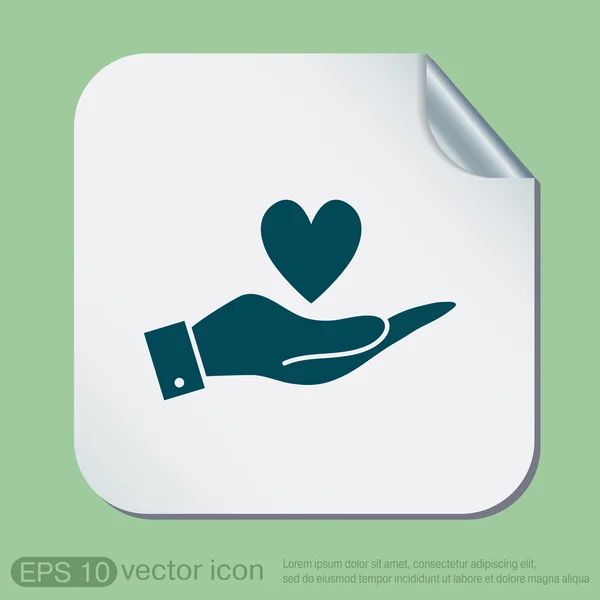 Mão segurando um símbolo de coração — Vetor de Stock