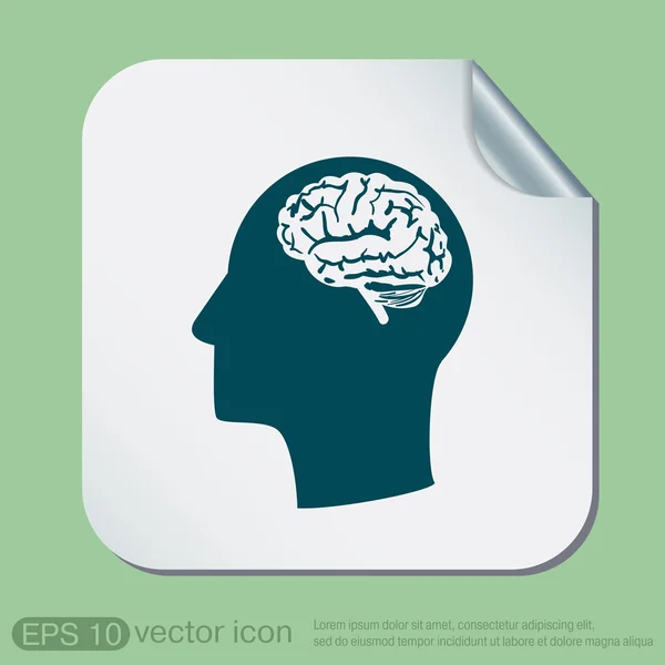 Icono cabeza con cerebro — Vector de stock