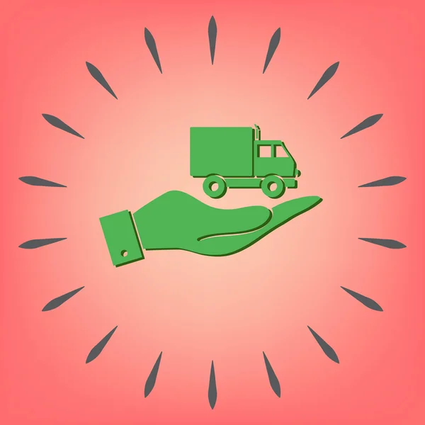 Hand hält einen LKW — Stockvektor