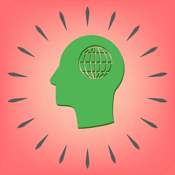 Ember és elméje a globe-szimbólum — Stock Vector