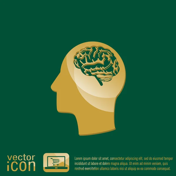 Vektor-Symbol Kopf mit Gehirn — Stockvektor