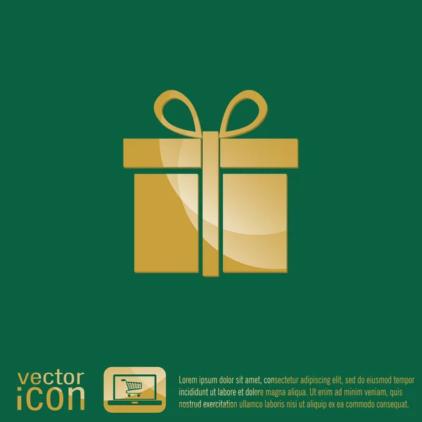 Icône boîte cadeau avec un arc . — Image vectorielle