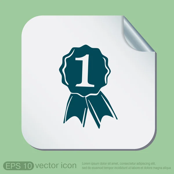 First place ribbon rosette icon. — Stock Vector