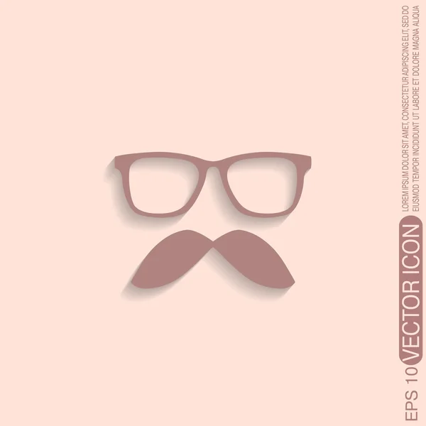 Wąsy i okulary. ikona — Wektor stockowy