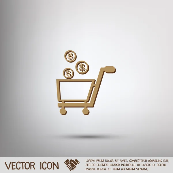 Shopping cart with money — Stock Vector