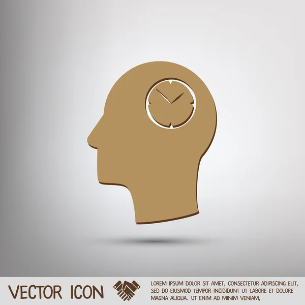 Hombre y su mente sobre el reloj — Vector de stock
