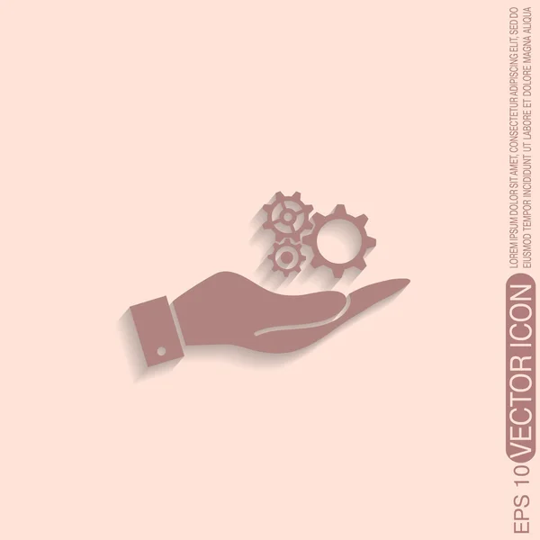 Hand holding a cogwheel — Stock Vector