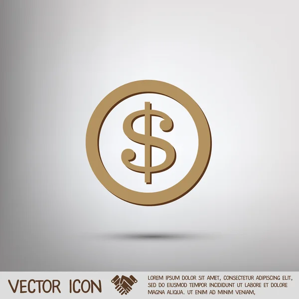 Dólar moneda icono — Vector de stock