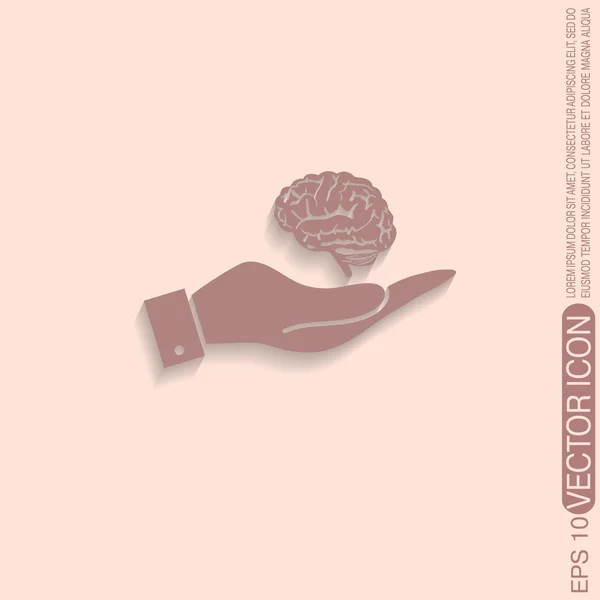 Mano sosteniendo un cerebro — Vector de stock