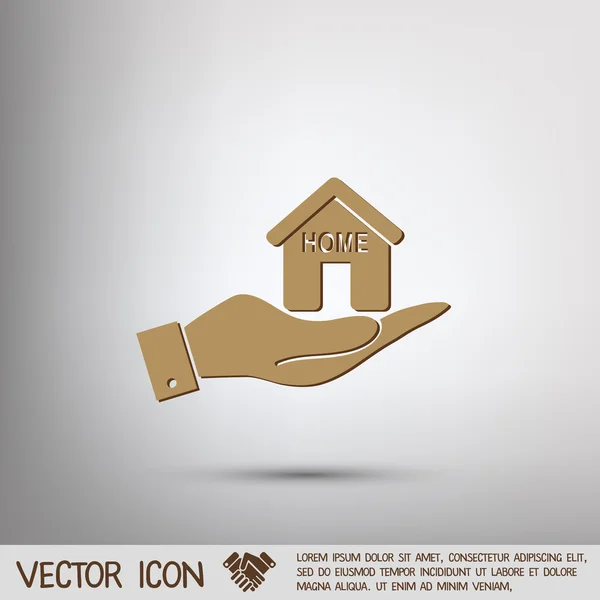 Main tenant une icône Maison . — Image vectorielle