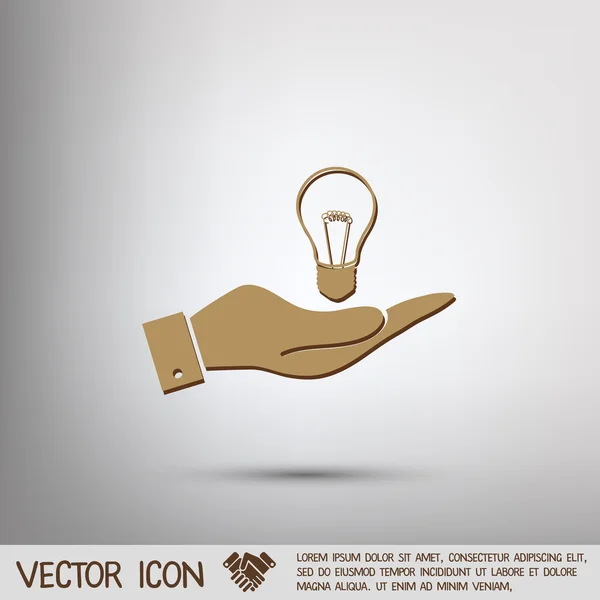 Käsi kädessä hehkulamppu — vektorikuva