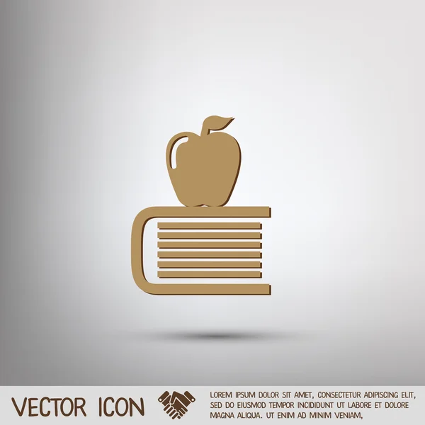 Libro con icono de manzana — Vector de stock