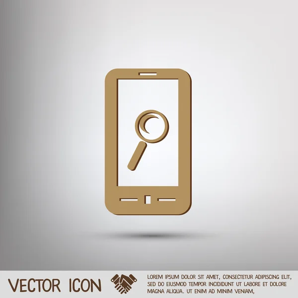 Smartphone, lupa — Vector de stock