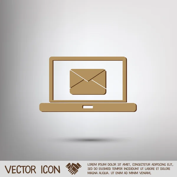 Laptop com envelope carta — Vetor de Stock