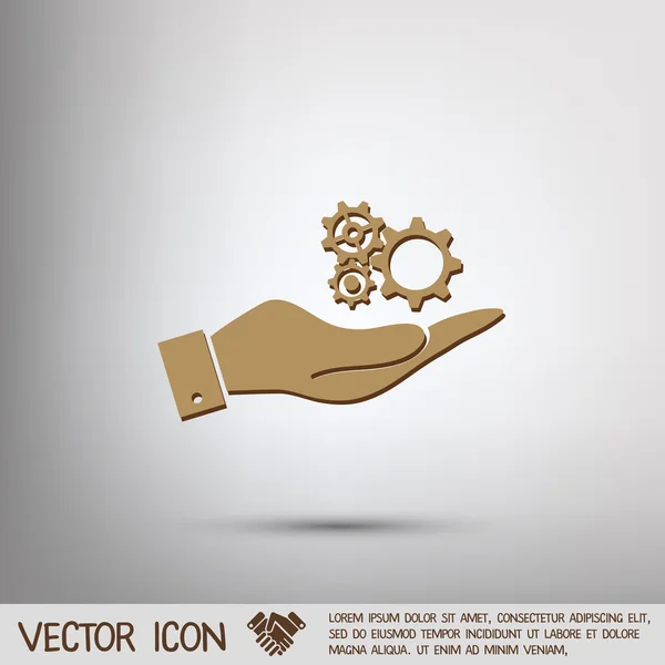 Mano sosteniendo una rueda dentada — Vector de stock