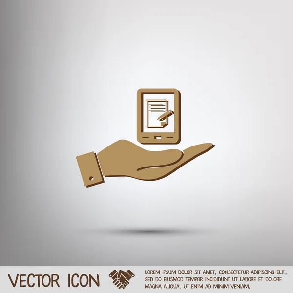 Hand som håller en tablett pad — Stock vektor