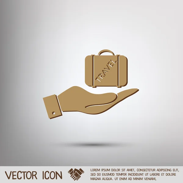 Hand som håller en symbol för en resväska — Stock vektor