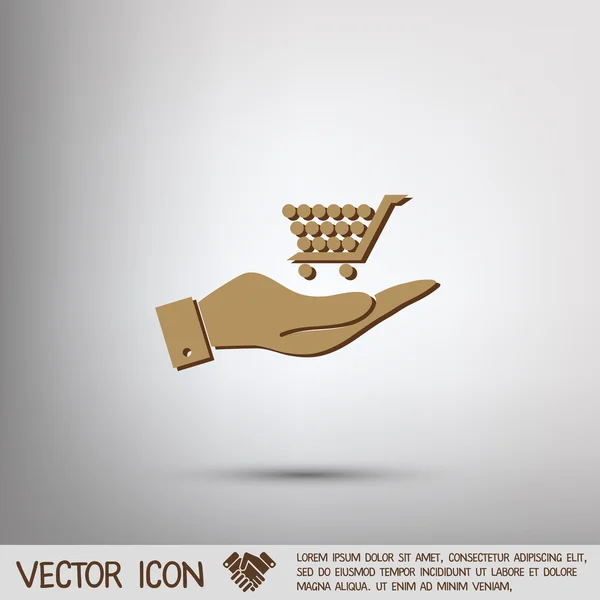 Mano sosteniendo un carrito de compras — Vector de stock