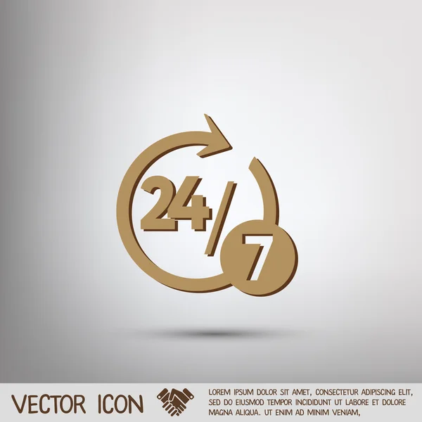Öppna 24 timmar och 7 dagar ikonen — Stock vektor
