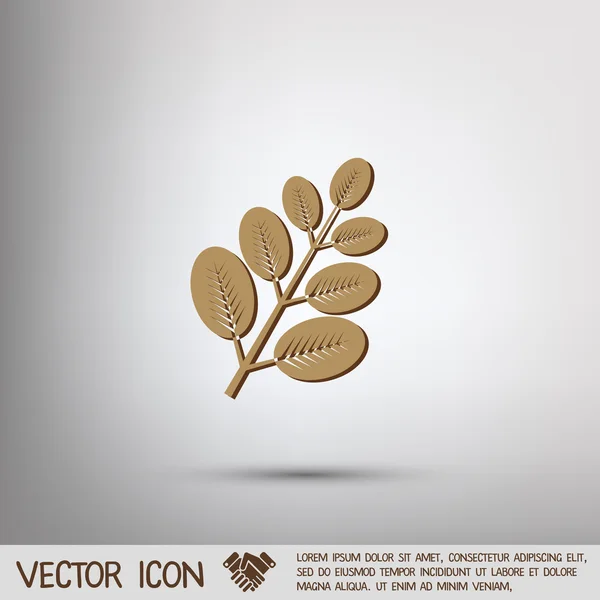 Branche avec icône de symbole feuilles — Image vectorielle