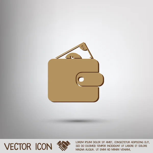Simbol dompet ikon dan dolar - Stok Vektor