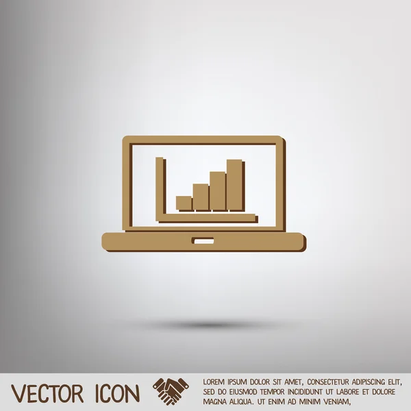 Laptop med symbolen diagram — Stock vektor