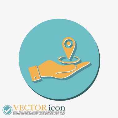 bir PIN konumu harita üzerinde tutan el