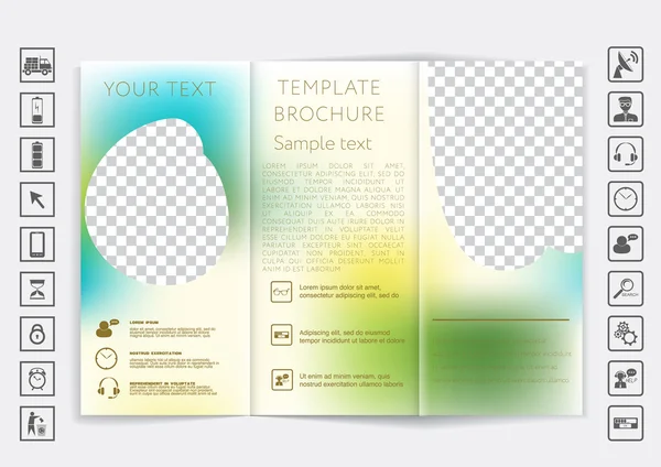 三つ折りパンフレット デザイン モックアップ — ストックベクタ