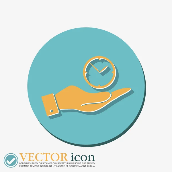 Mano sosteniendo un reloj — Vector de stock