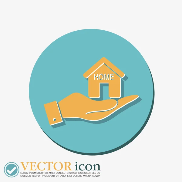 Mano sosteniendo un icono de casa — Vector de stock