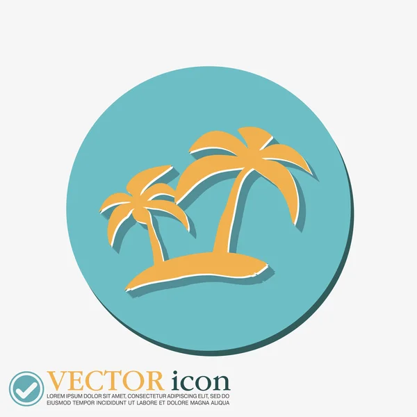 Eiland met palm bomen pictogram — Stockvector