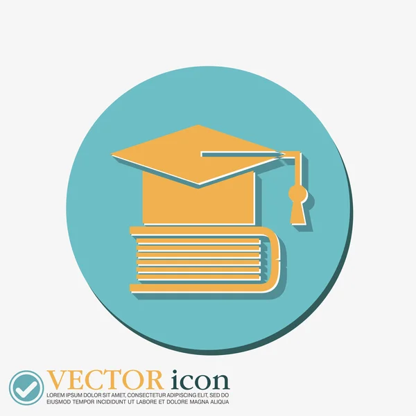 Graduate hat on the book — Stock Vector