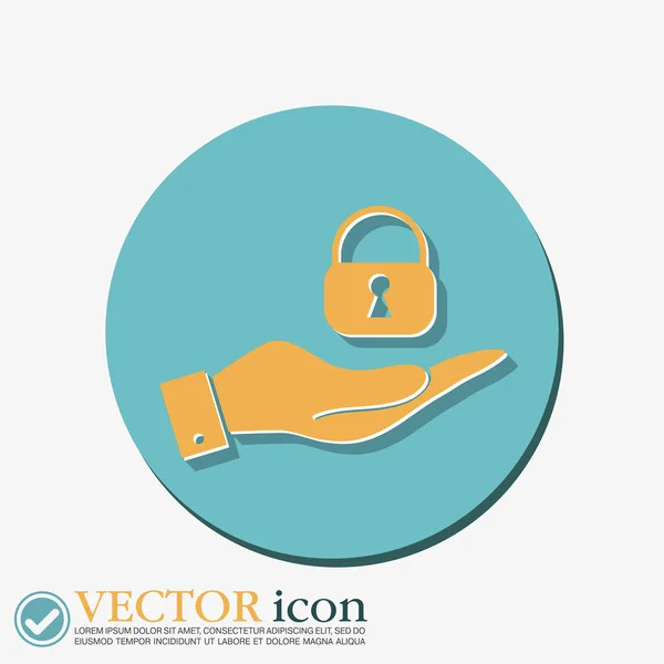 Hand holding a padlock — Stock Vector