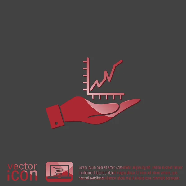 Ręka trzyma postać diagramu wykresu. biznes ikona — Wektor stockowy