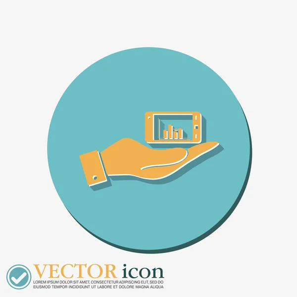 Mano sosteniendo un smartphone con diagrama. — Vector de stock