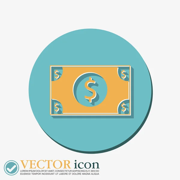 Billete de dólar. símbolo del dinero — Vector de stock