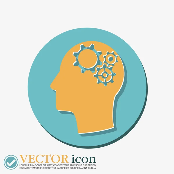 Hombre y su mente acerca de la configuración de símbolos. c) — Vector de stock