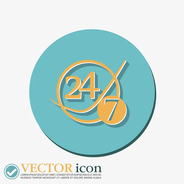 24 hodin denně a 7 dní týden ikonu — Stockový vektor