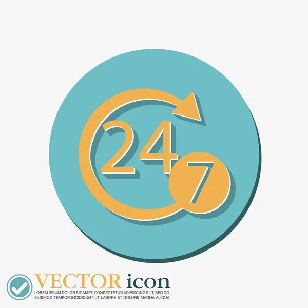 24 hours a day and 7 days a week icon — Stock Vector