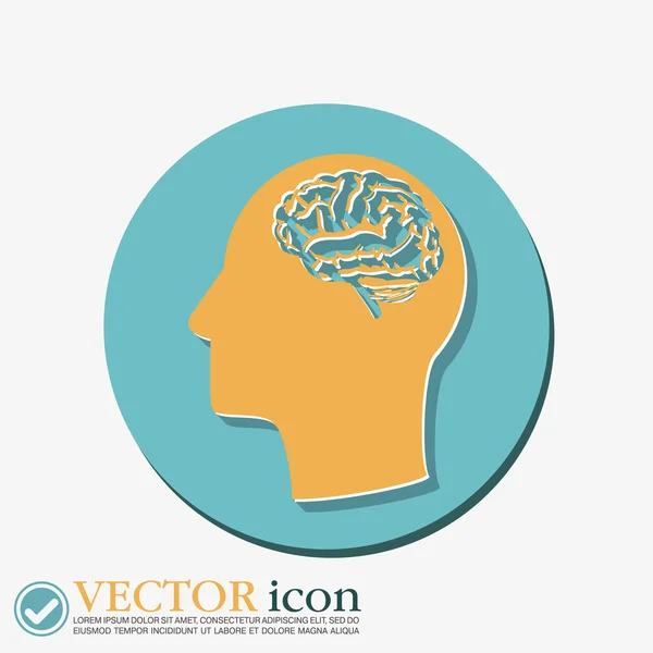 Con head with brain. — Stock Vector