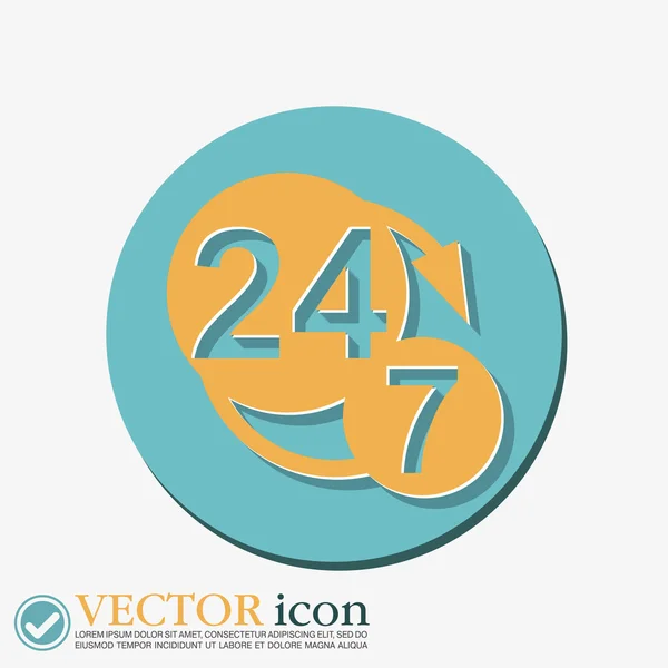 24 hours a day and 7 days a week — Stock Vector