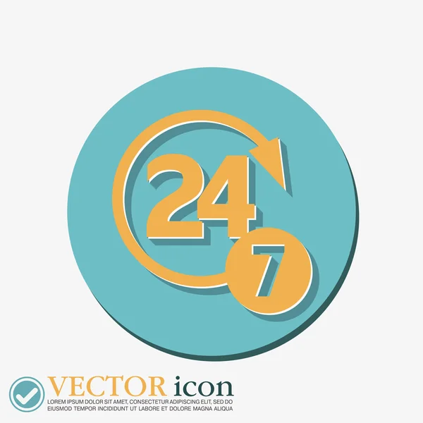 24 uur per dag en 7 dagen per week — Stockvector