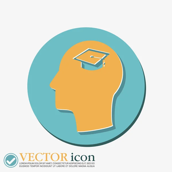 Hombre y su mente sobre sombrero de graduado . — Vector de stock